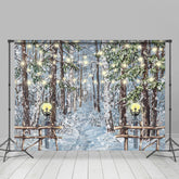 Lofaris Ancient Oil Painting Pine Tree Winter Snow Backdrops